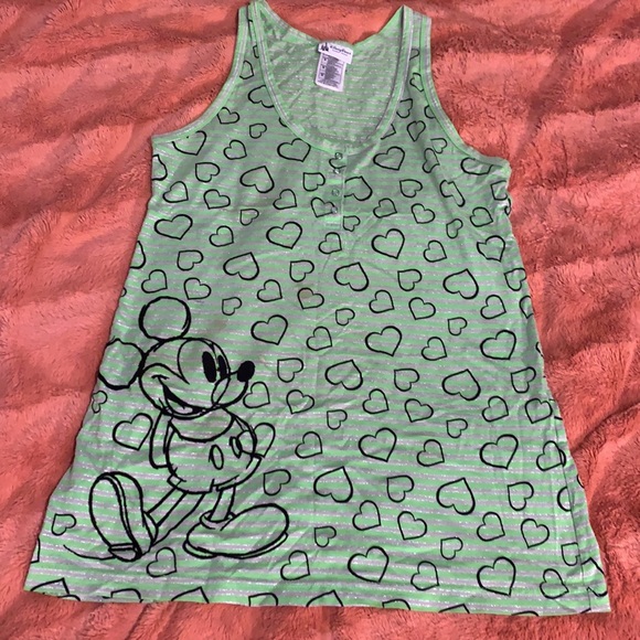 Disney Parks Mickey Mouse Tank Top - Green & silver striped w/black hearts - Picture 3 of 7
